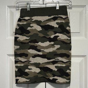 Vintage Havana Green Knit Camouflage Skirt New with Tags Size Small